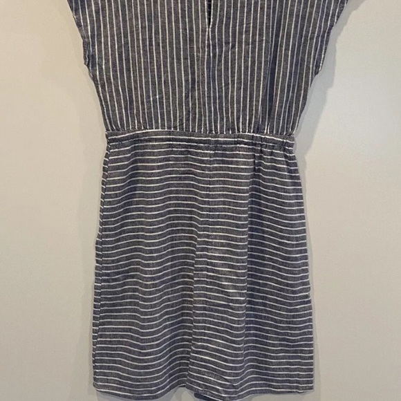 Old Navy Blue White Striped Linen Blend Dress Womens Size Medium (1155) - Picture 2 of 4